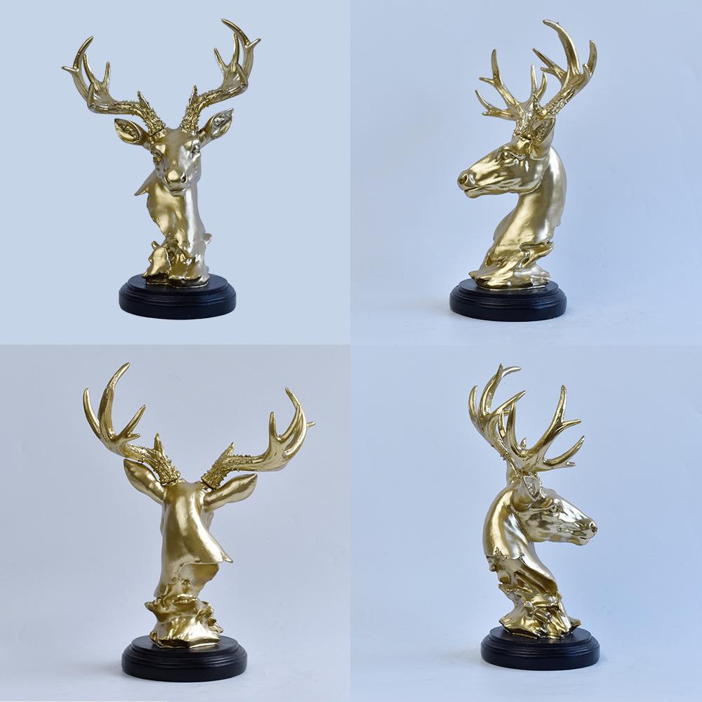 Luxurious Deer Ornament - Decorative Resin Craft for Office, Living Room, or TV Cabinet.