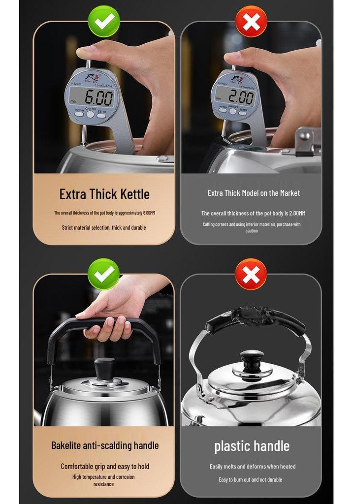 316 Stainless Steel Whistling Stovetop Kettle for Household Use