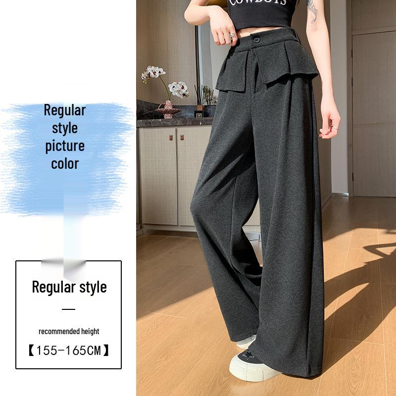 Women s Spring 2026 Knit Faux Two-Piece Wide-Leg High-Waisted Slimming Casual Pants S