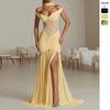 Sommer schräges Schulter Off-Shoulder Kleid schmal schmal Nähte Fischschwanz Kleid