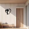 Christian Metal Wall Art Black Heart Cross Design Easy Install Church Home Office Decor