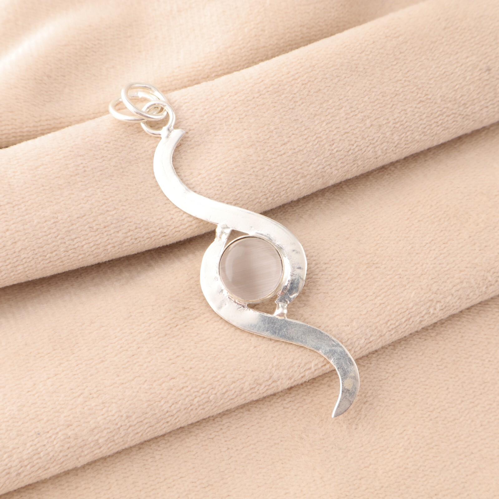 

Selenite Gemstone 925 Sterling Silver Jewelry Handmade Pendant Gift For Wife PP-44-37