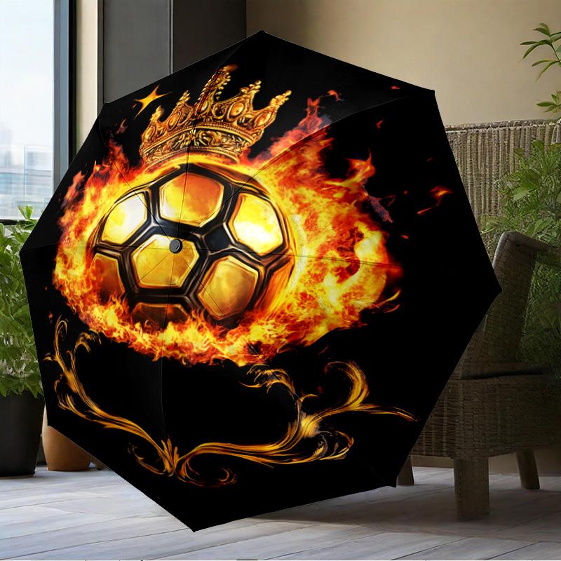 Basketball Crown Fire Sport Umbrella Folding Umbrella, Automatic Umbrella 8-Frame for Travel, Camping Use Gift for Halloween Christmas