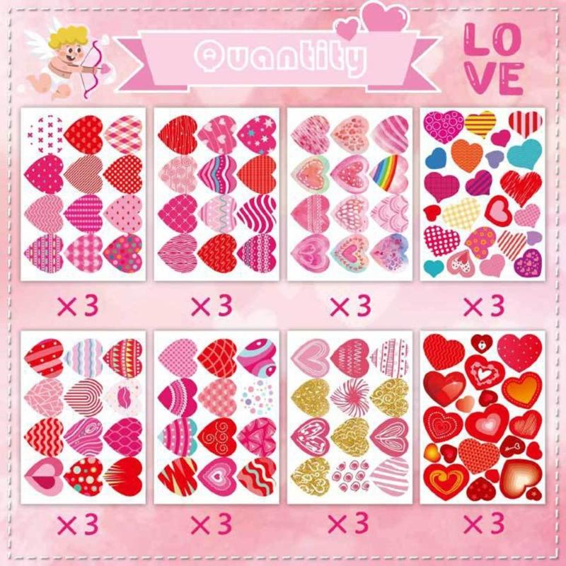 Heart Shaped Stickers Pack of 24 Love Decorative Stickers Valentines Stickers for Kid Love Stickers Gift for DIY Cards
