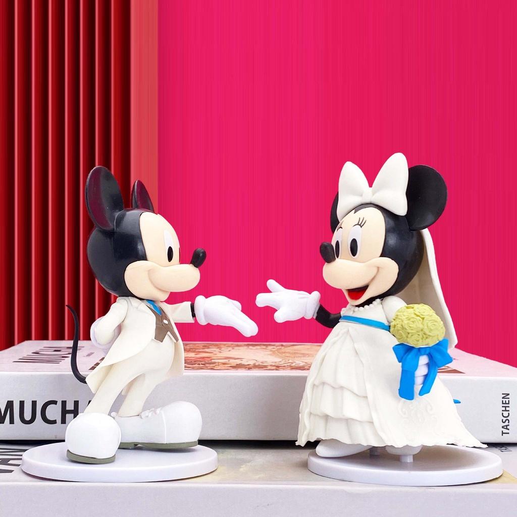 Disney Mickey Minnie Weißes Hochzeitskleid Figur Puppe Tortenaufsatz Ventilator Geschenk Set von 2