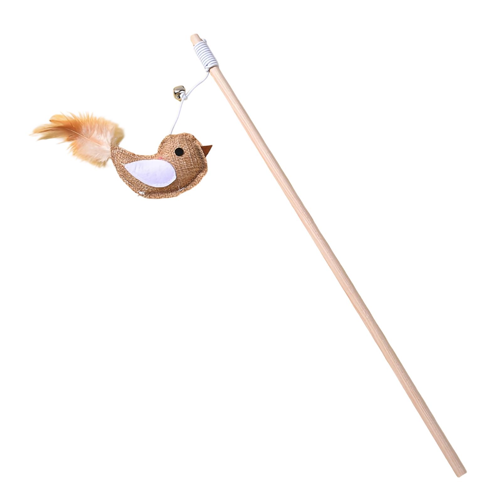 

Natural Sisal Wand Teasers Exerciser For With Mouse/Pumpkin/Fish Toy, Bell Feather Elastic String Sturdy Wood Rod-Toy For One Size коричневый