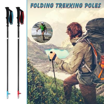 (Kung Pao Chicken)Folding Trekking Pole Telescopic 7075 Aluminum Alloy Crutches Outdoor Equipment