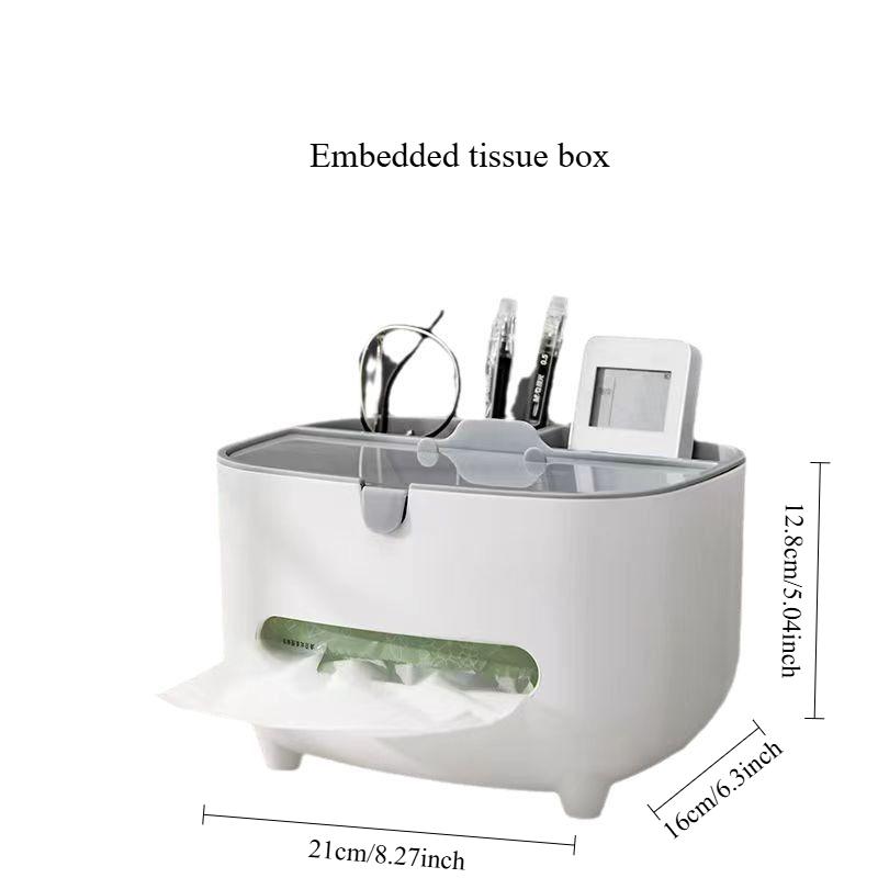 Paper Towel Holder Multi Functional Remote Control and Miscellaneous Storage Box on The Table with Phone Holder Desktop Storage