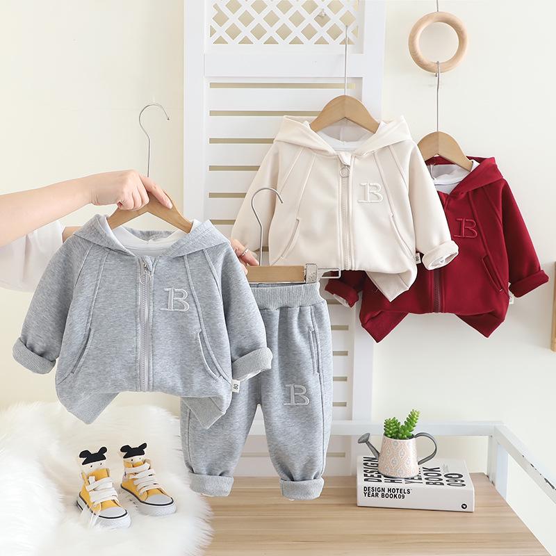 

Boys Trendy Zipper Sweatshirt Set - Autumn/Spring Fashion 90cm сірий колір