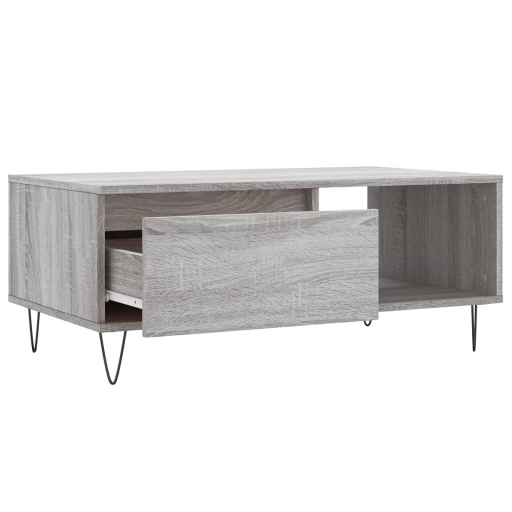Vidaxl Coffee Table, Sonoma Grey Oak 90X50X36.5 Cm, Wood-Based