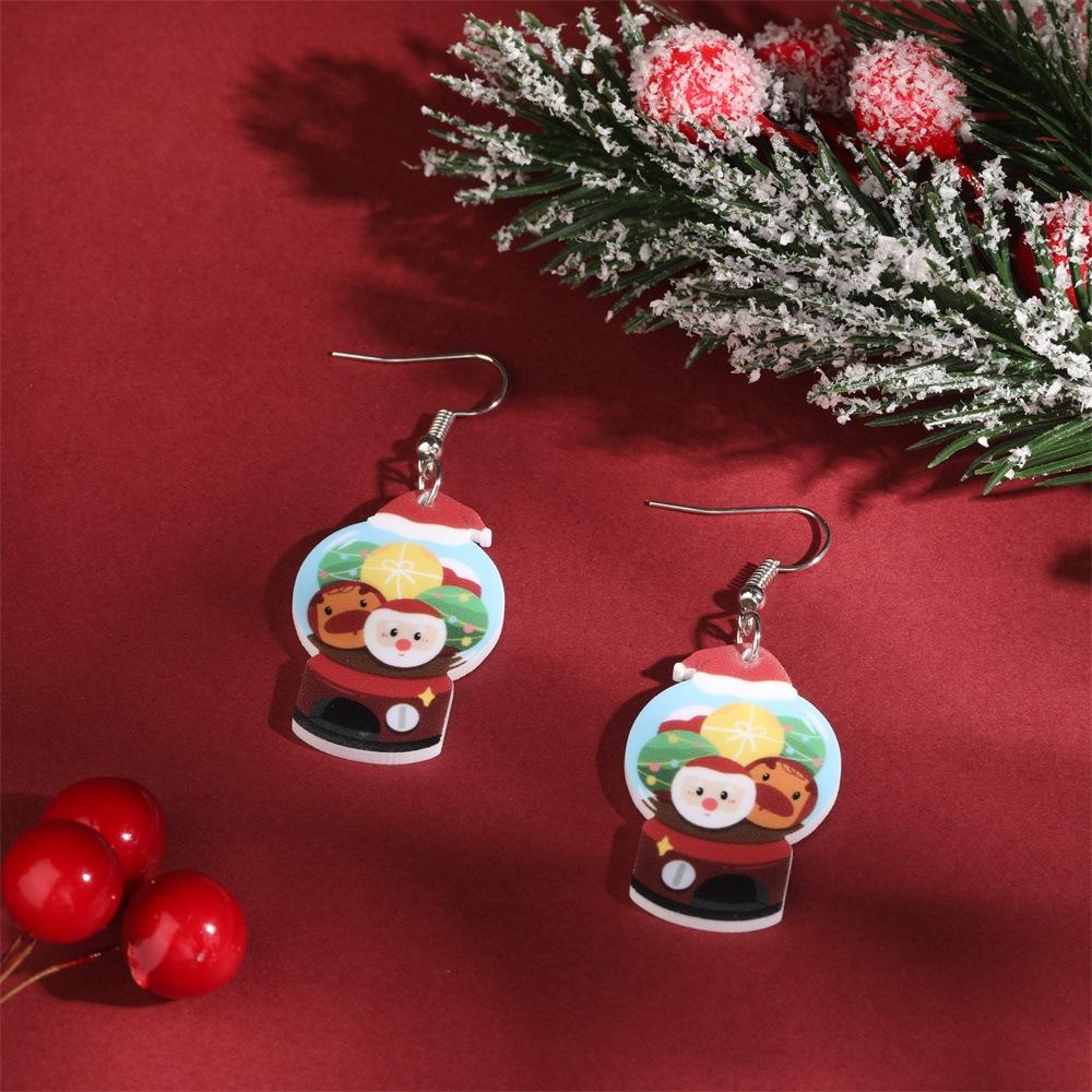 Full Hosting Eco-Friendly Acrylic Earrings, Christmas Snowman Christmas Tree Santa Earrings