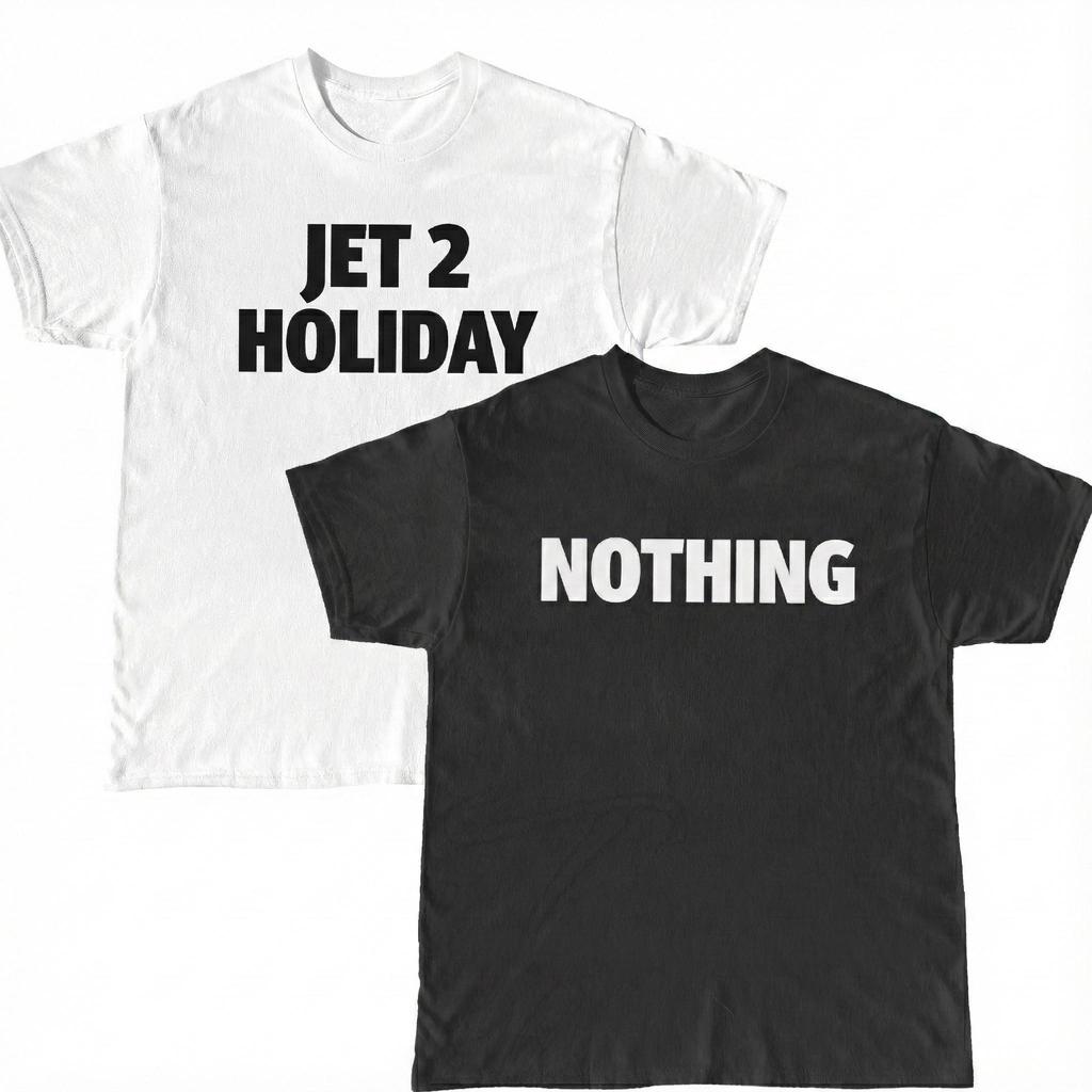 Men 2 Pack Slogan Graphic Tees Holiday Theme and NOTHING Print Cotton Casual Streetwear Short Sleeve T Shirts