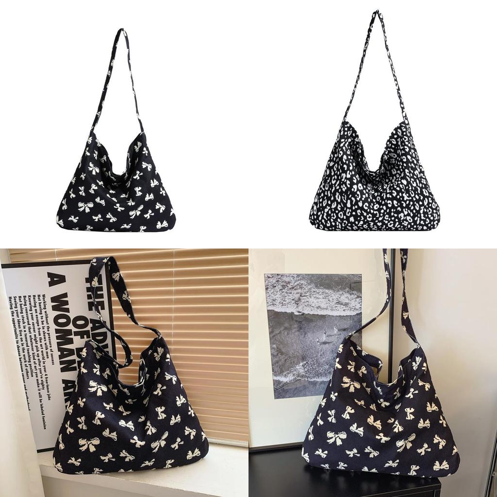 Urban Leopard Print Bow Pattern Canvas Crossbody Bag For Daily Casual Use
