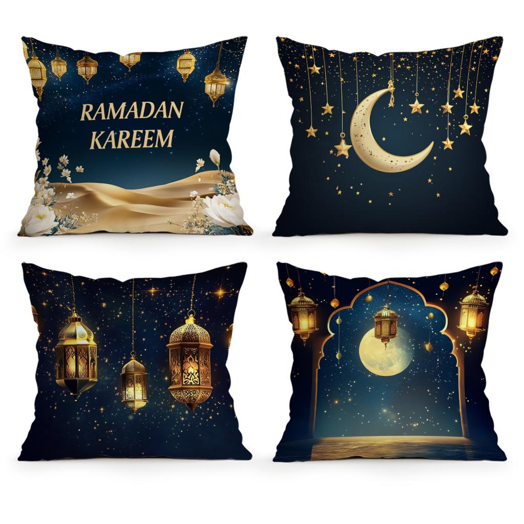 Ramadan New Moon Lantern Pillowcase Printed Polyester 40/45/50Cm Throw Pillowcover Decorative Sofa Cushion Pillowslip Home Decor