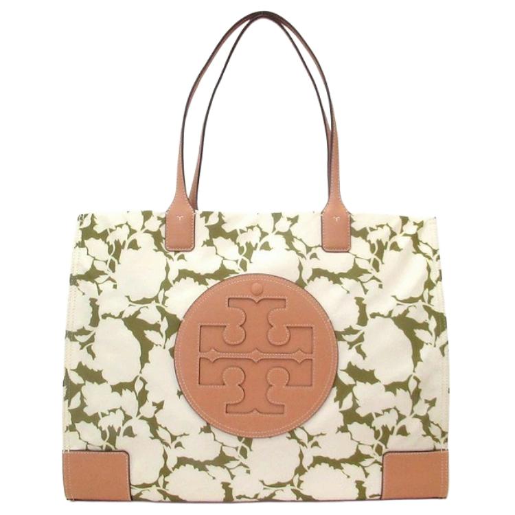 

Tory Burch Ella Double T Stitching Logo Print Magnetic Closure Fabric Tote Bag Women Tote Bags Green Floral 151611-300 Basic Set (Bag+Dust Bag)