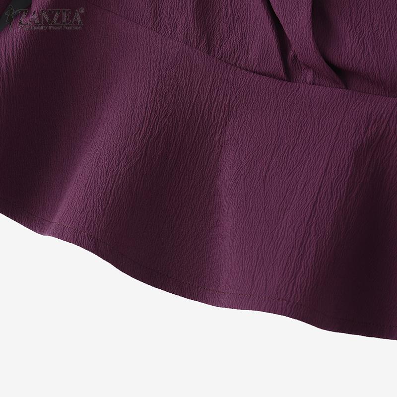 ZANZEA Bluză Casual de Vară pentru Femei cu Design la Talie și Mâneci Scurte