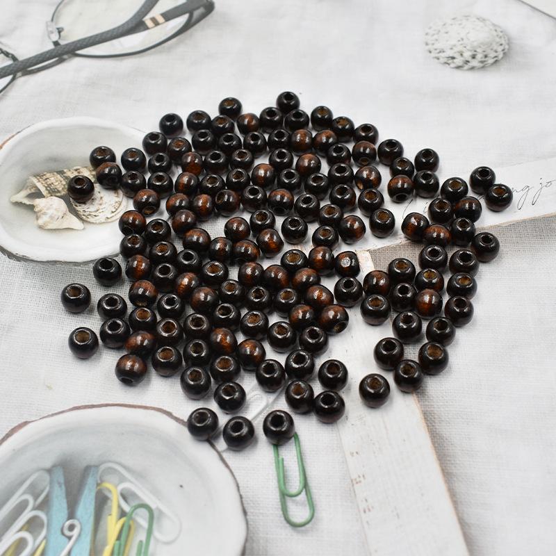 Handmade 10MM Large Hole Maple Wood Beads - Brown Toned Barrel Beads for DIY Jewelry