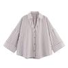 Summer 2025 Women's Slimming Linen Striped Long-Sleeve Shirt