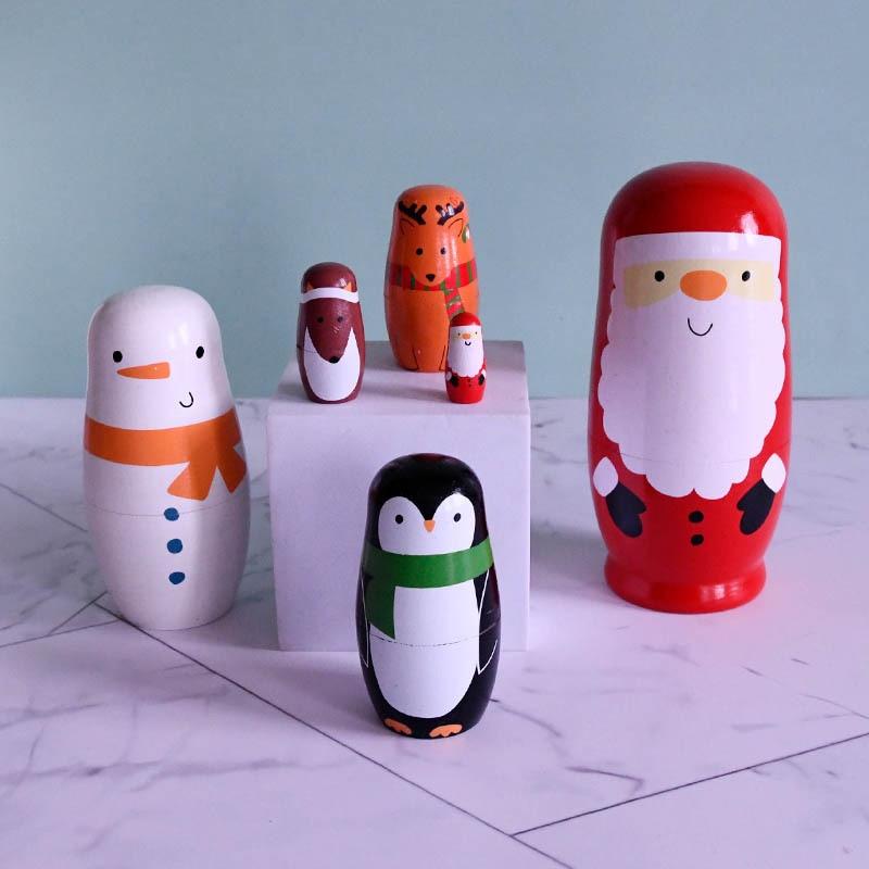 Charming Wooden Santa Claus Nesting Doll Set 6 Layers Of Festive Home Decor And Gifts For The Holidays