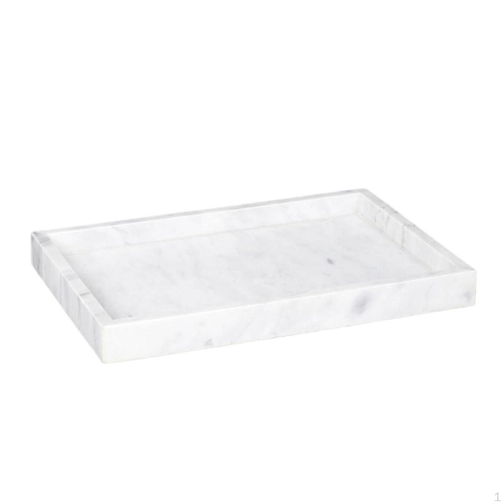 Marble Tray with Raised Sides Elegant Sleek for Dresser