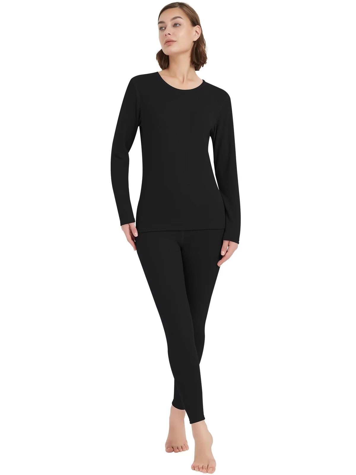 

Sillictor Зимнее термобелье Круглая теплая футболка и длинные кальсоны из шерсти и шелка Размер Женский комплект, на флисовой подкладке, Heattech, шея, колготки, смесовый, YLW02-blk-XL чёрный