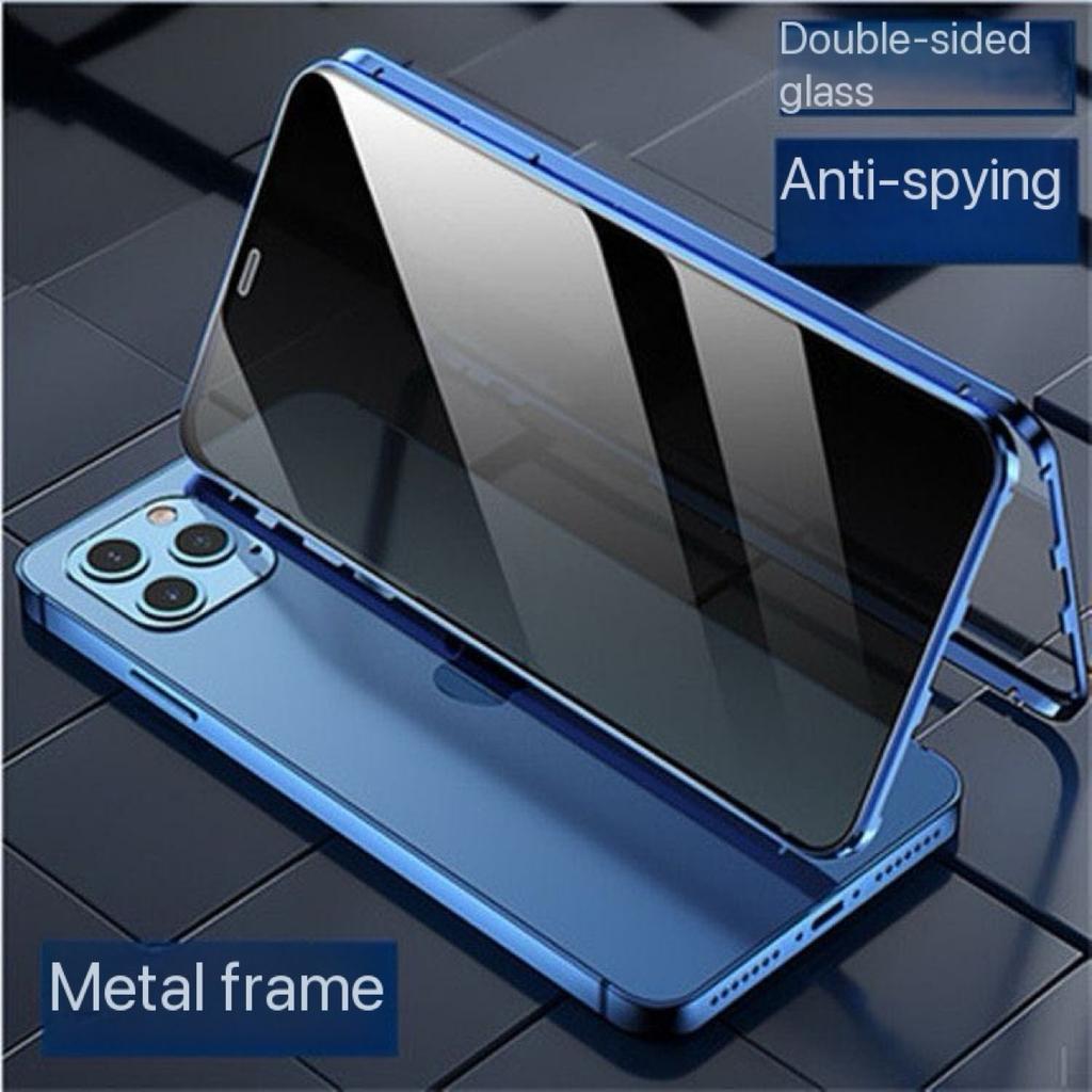 Double-Sided Privacy Magnetic Case For iPhone 17 16e 13 14 15 Pro Max 16Plus 12 13 Mini Anti Peeping Full Cover Metal Frame Case