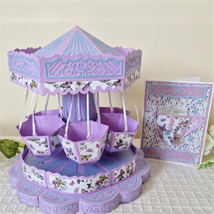 3D Rotating Cup Metal Cutting Dies Templates Molds Embossing Stencils Die Cuts for Scrapbooking Cards Making Decorations