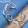 ALIZERO 925 Silver Round Circle O Bracelets Necklace Earrings Rings for Women Wedding Party Gift Jewelry 4Pcs Set