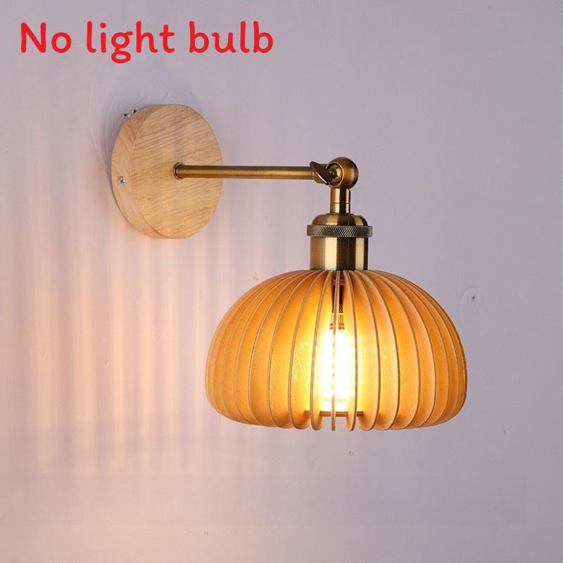 Pumpkin Shape Wooden Wall Light With Led Bulb And Contemporary Design For Home Bedroom And Lounge