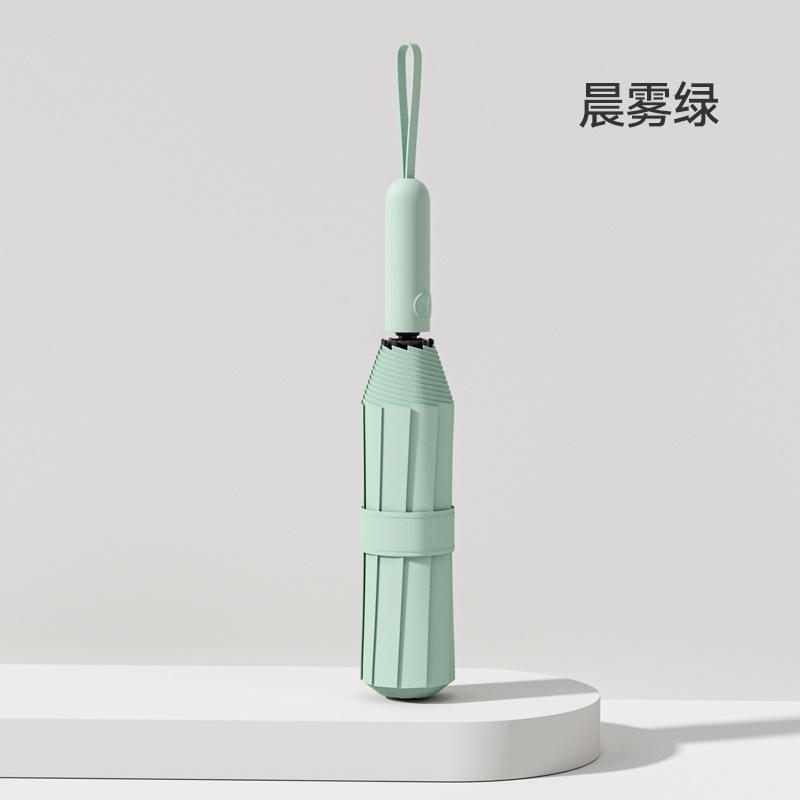 Nouveau parapluie automatique triple 10 baleines vinyle poignée tournesol Morandi ombrage