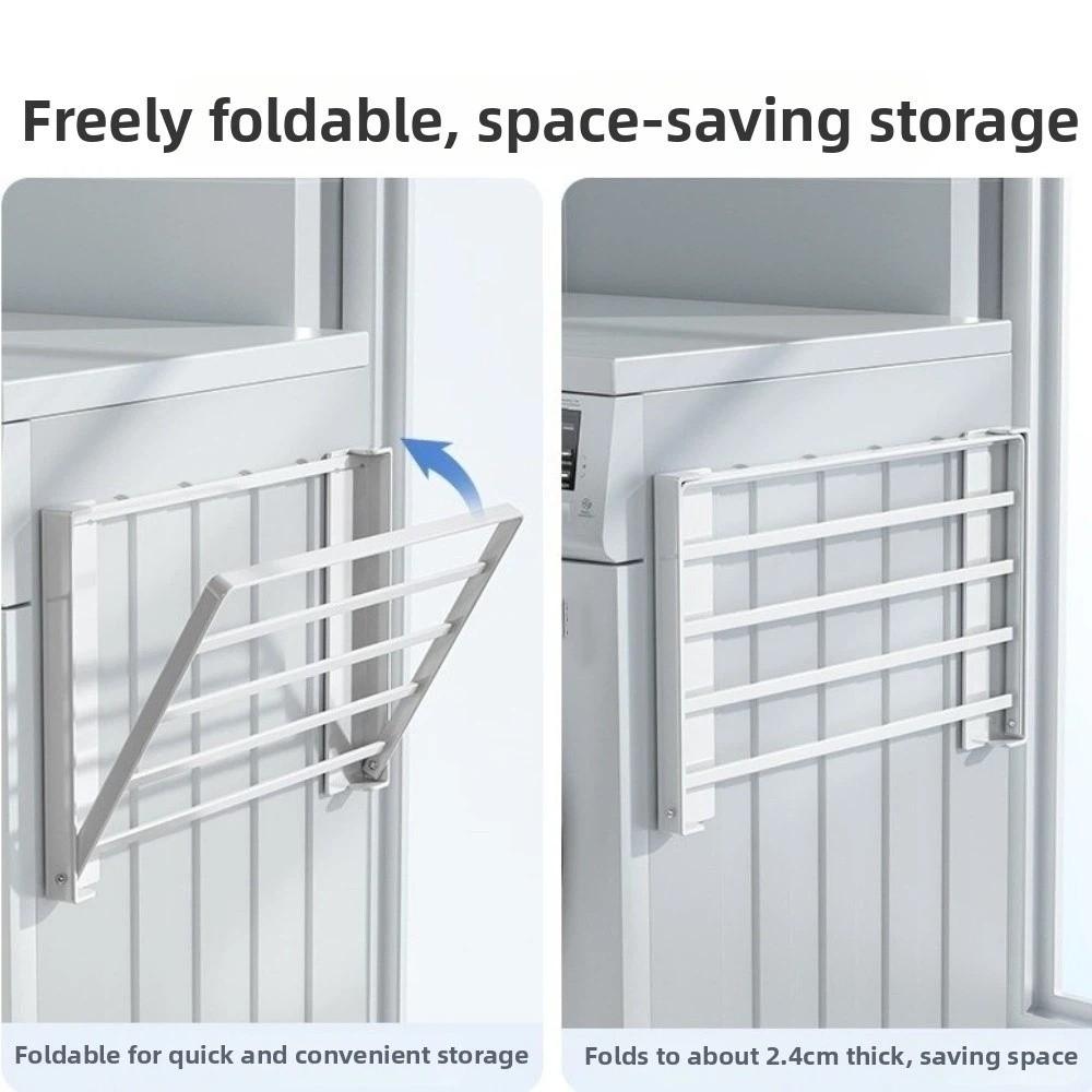 No Punching Magnetic Folding Storage Rack Heavy Duty Clothes Rack Washing Machine Shelf  Kitchen