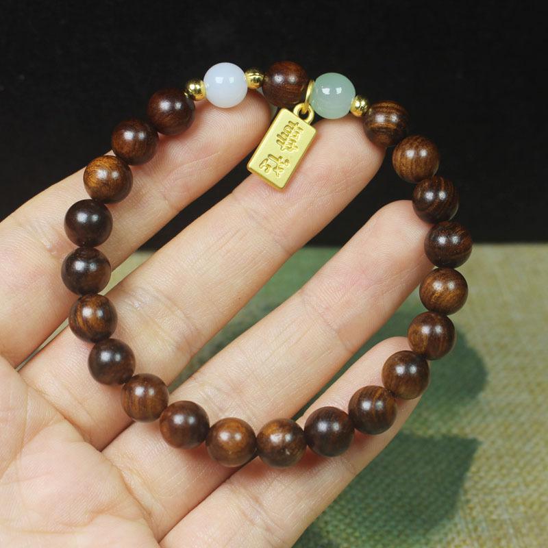 8mm Straight Cut Black Rosewood Bracelet Lotus Cat Paw Design Ladies Wooden Gift Hand Ornament