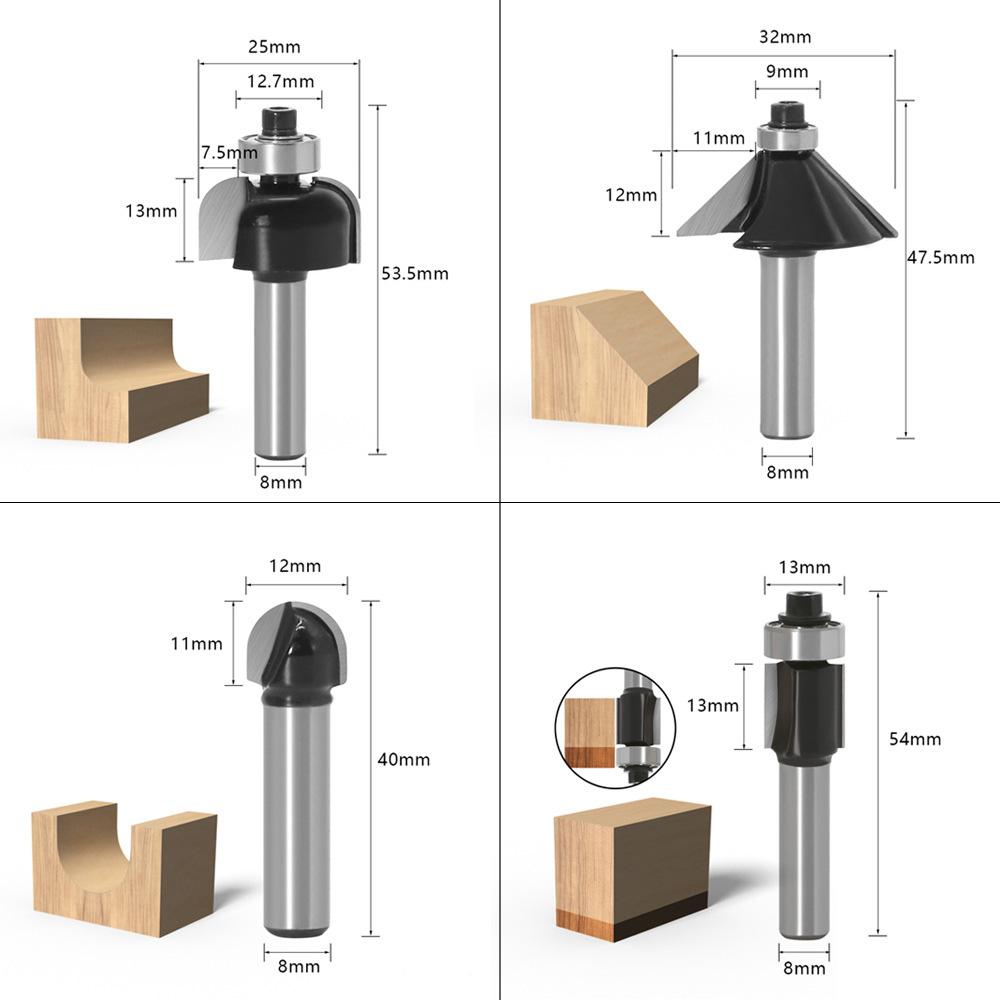 

12 шт. набор фрез из карбида вольфрама, обрезка прямой фрезы по дереву с хвостовиком 8 мм