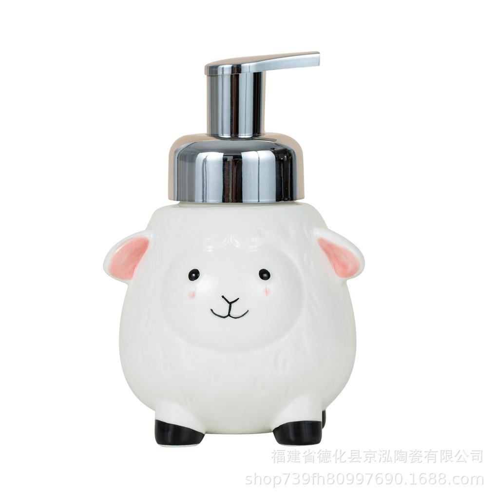 Soap Dispenser Cute Hand-painted Ceramic Hand Soap Dispensing Bottle, Cartoon Animal Lotion Bottle, for Guesthouses and Hotels