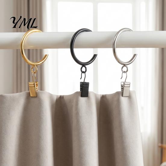 Anti Rust Metal Curtain Hardware 10Pcs C Shaped Rings, Heavy Duty Bypass Rings for 1.25 Inch Rods Passing Drapery with Eyelets French Return