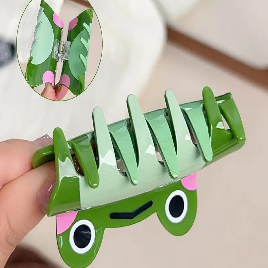 1PC Cute, Cartoon, Frog, Grab Clip, Creative, Ponytail Clip, Acrylic, Shark Clip, Daily, Holiday, Party, Hair Clip