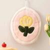 Highly Absorbent Floral Hand Towel Gentle Plush Fabric Hanging Towel Quick Drying For Sensitive Skin Households