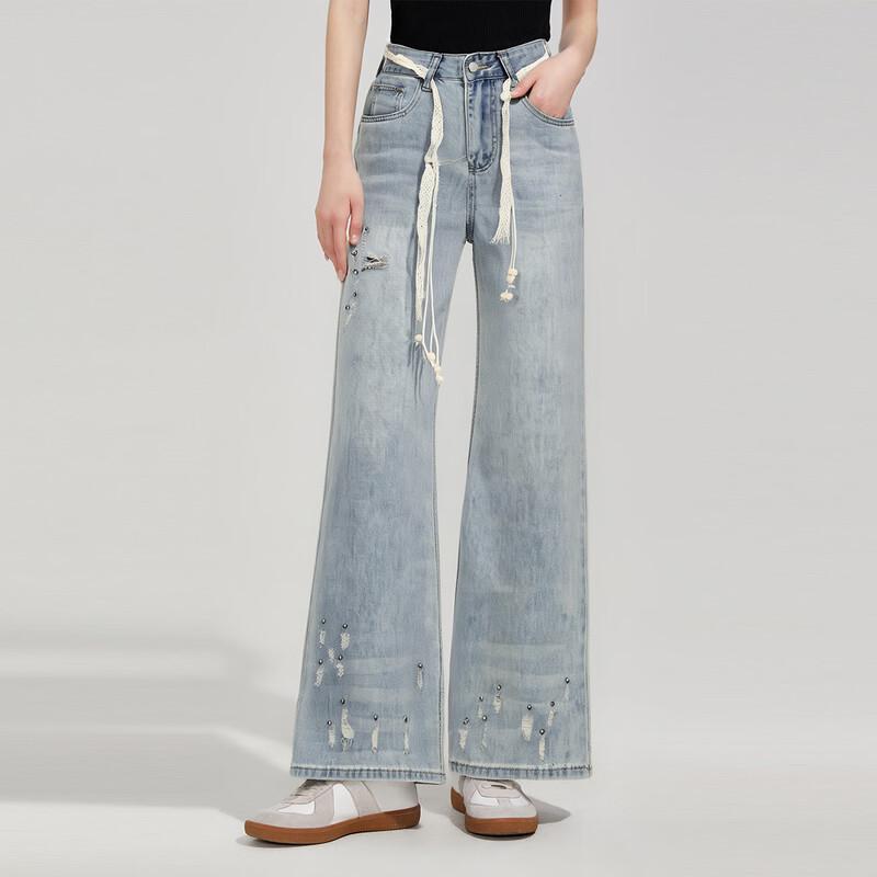Women s High-Waist Ripped Straight-Leg Jeans M