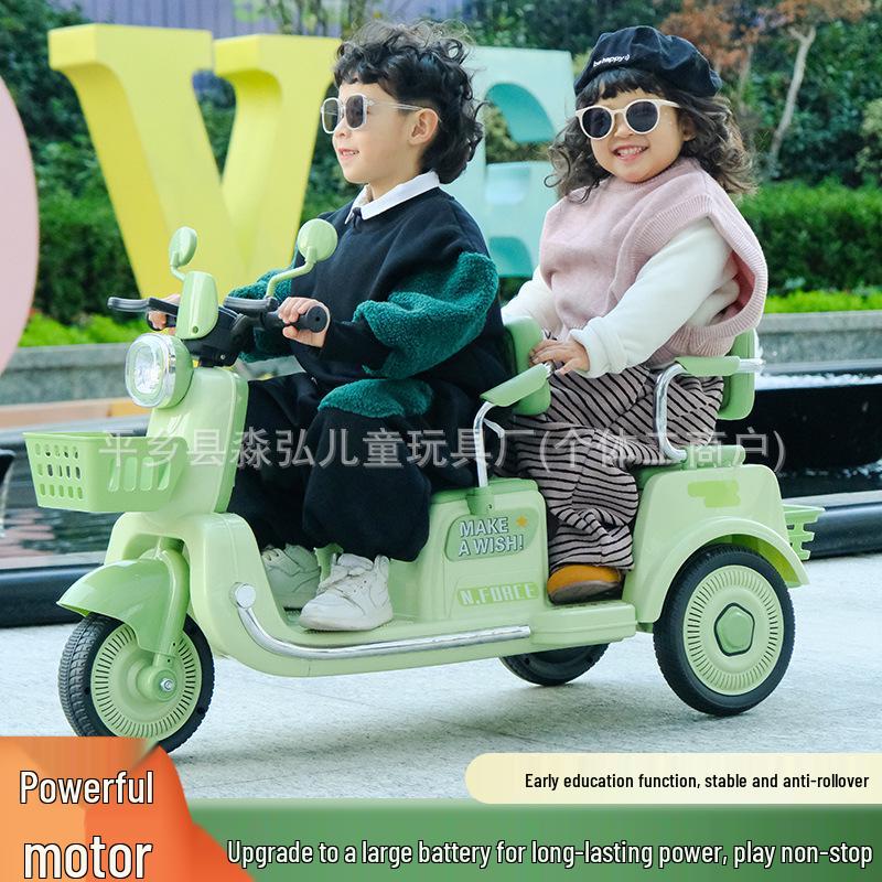 Double Electric Motorcycle for Kids - Battery-Powered Ride-On Toy