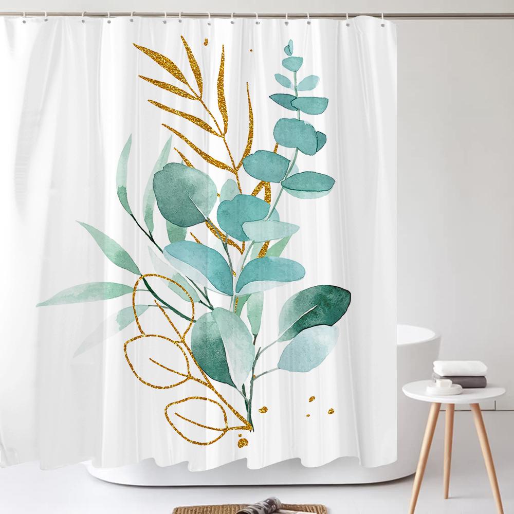 Floare Hortensie Purpurie Perdea de Duș Albă Peisaj 3D Plantă Verde Poliester Impermeabil Perdele de Baie Paravan de Baie Decor