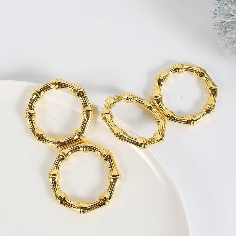 4 Pcs Gold Silver Napkin Holder Table Bamboo Joint Napkin Ring Kitchen Party Supplies Banquet Dinner Serviette Holder