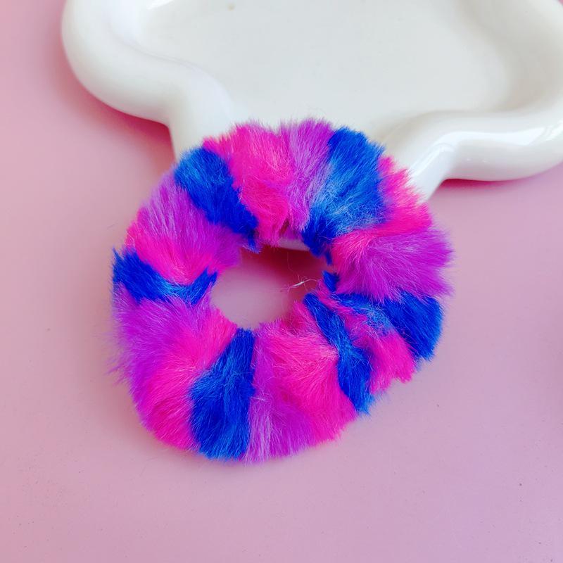 

Радужная 7 см плюшевая резинка для волос из искусственного кроличьего меха - Коллекция Осень/Зима - Многоцветный аксессуар для волос для женщин