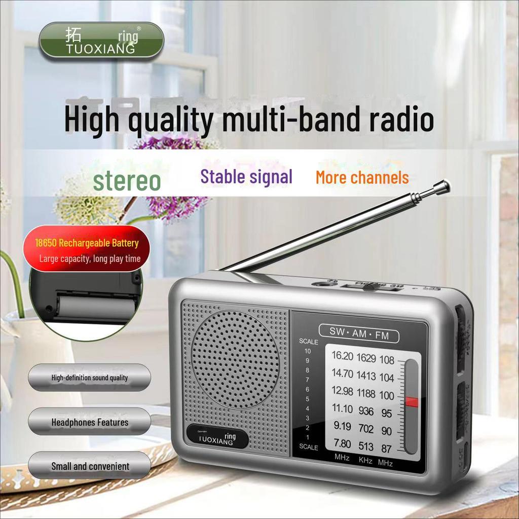 Tuoxiang-6665 Rechargeable Full Band Mini Radio for Seniors, Easy Operation (2024 Model)