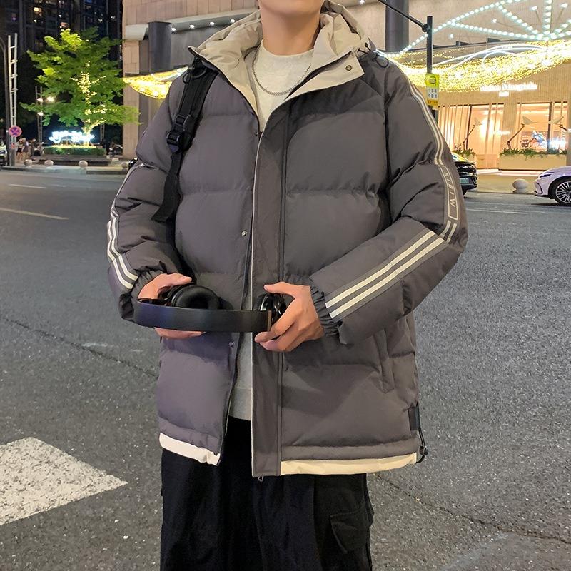 Hooded Down Cotton Jacket Men's Winter New Hong Kong Style Cotton Jacket Loose Plus Size Casual Padded Jacket Trendy Cotton Jacket