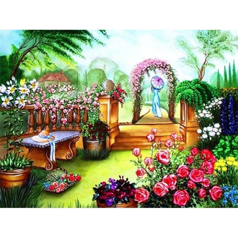 Diamond Embroidery Houses Landscape Mosaic Cross Stitch 5D DIY Diamond Painting Craft Kit Home Decoration 40x50cm