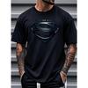 European Sizes Men'S Justice League Graphic T-Shirt , Black Casual Crew Neck Short Sleeve Tee, Comfortable Fit for Spring/Summer, Everyday Tshirt