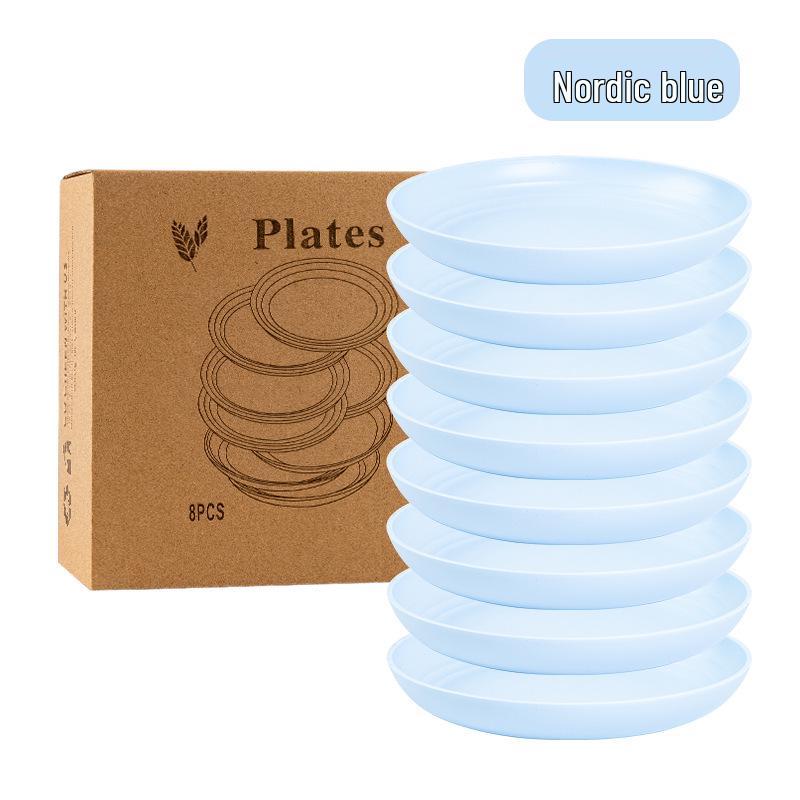 Cross-border Plastic Tableware Set: Plates, Bowls, Cups, Vomit Bowls, 24-Piece for Home Use.
