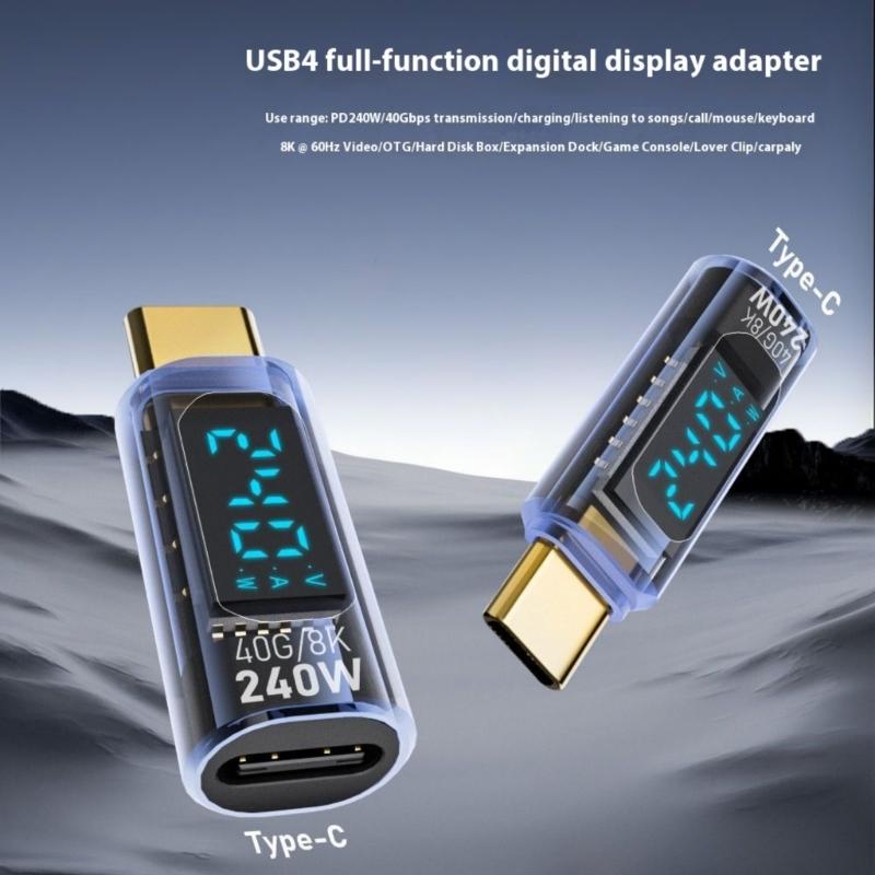 USB C to USB C Adapter 240W Charging and 40Gbps Data Transfer With Digital Display For Phones Laptops Video Transmission