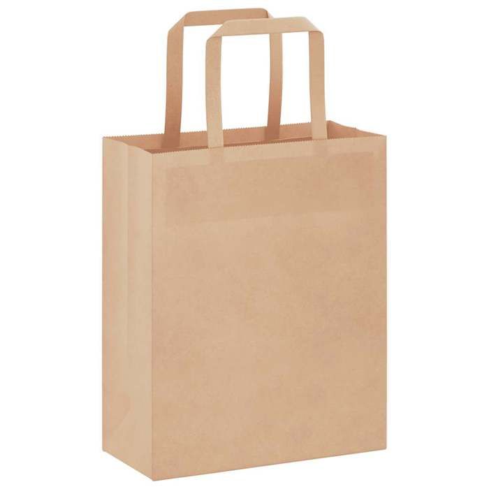 VidaXL Paper Bags 250 Pcs with Handles Brown 18x8x22 Cm, Paper Bag, Paper Gift Bag, Paper Gift Bag, 4101810