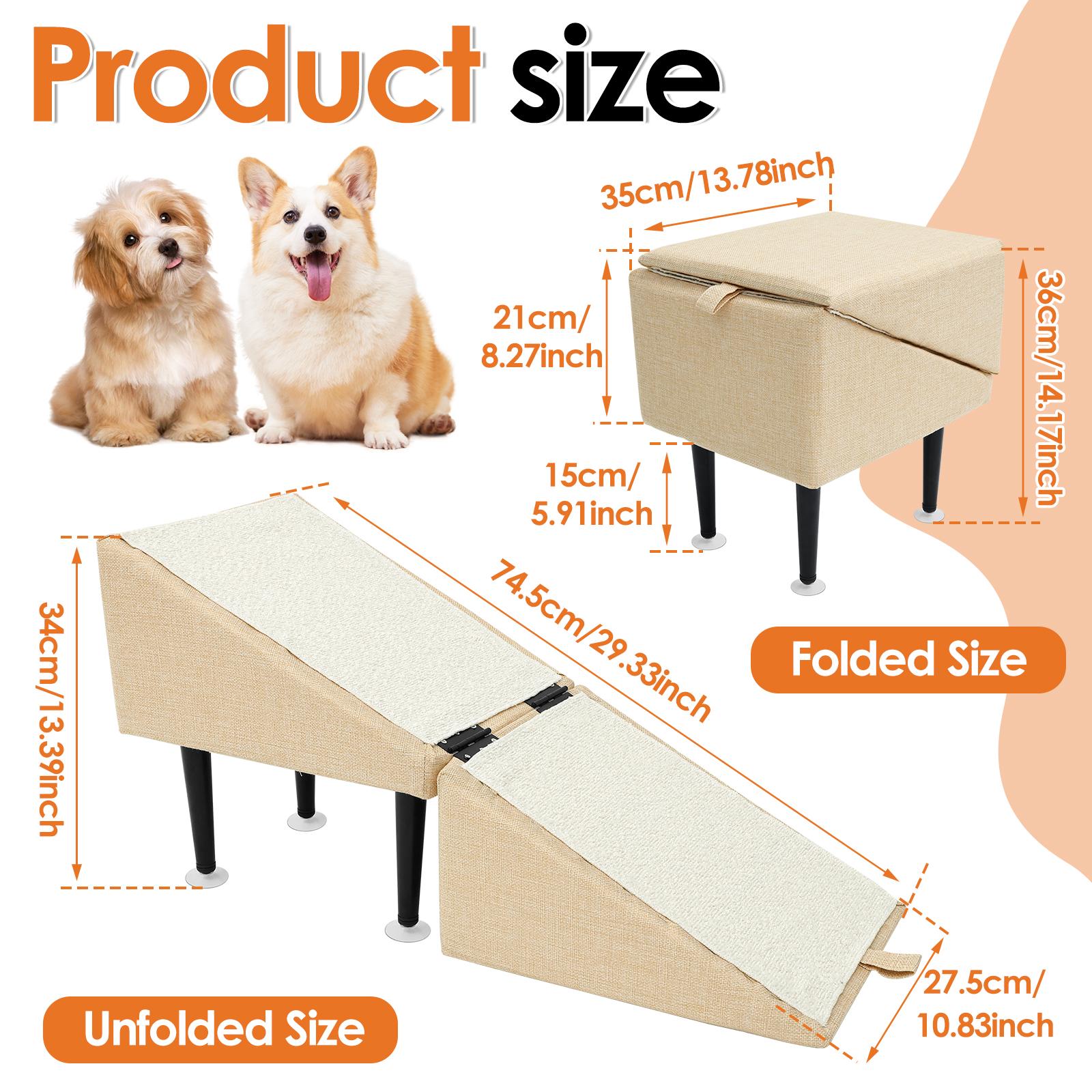 

Split Ottoman Dog Ramp Plush/Cotton Hemp Style Non Slip Cat Dogs Stair Multi-role Pet Safety Ramp Pet Supplies for Bed Sofa Car